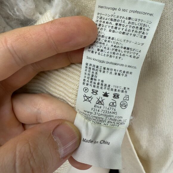 PHILLIP LIM Textured Designer Knitted Wool White Cream Turtleneck Sweater sz S - Picture 9 of 12